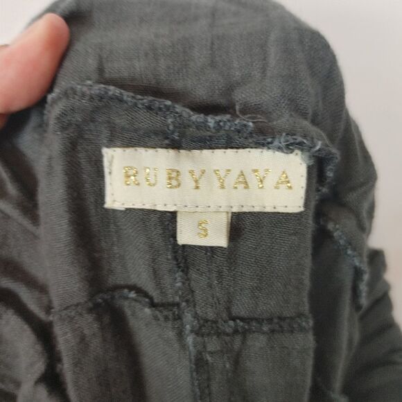 Ruby Yaya Gray Linen Pants Straight Leg Women's Si - Picture 2 of 7